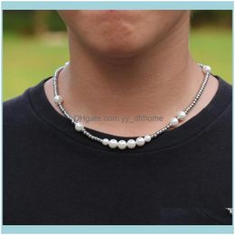 & Pendants Jewelrymen Hip Hop Custom Stainless Steel Beads Necklace Never Fade Bead And Pearl Link Chains Necklaces Jewellery Unisex Gift Chok
