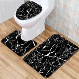 Marble Toilet Bowl Set of Three Door Mats Bathroom Carpeting 40cmx60cm 210329