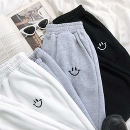 Spring Autumn Sweatpants Women Unisex Gray Wide Leg Sweat Pants Men Custom Swearshirt Pents Casual Loose Baggy 211115