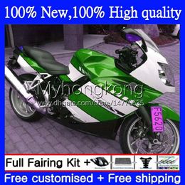 Body +Tank cover For BMW K1200 Green white S K 1200 S K1200S K1200-S 05-10 Bodywork 4No.4 K-1200S 05 06 07 08 09 10 K 1200S 2005 2006 2007 2008 2009 2010 Full Fairing Kit