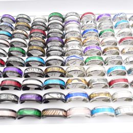 Wholesale 50PCs/Lot Stainless Steel Band Rings For Men Women 8mm Shell Mix Patterns Silver Black Plated Fashion Jewellery Party Gifts