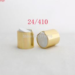 High quality Gold disc top caps with aluminum collar 24/410, shampoo cap,plastic water bottle cap push pull ,press capsgoods