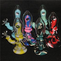 Silicone water pipe smoke hookah with Eye Decoration Smoking Accessories Bongs glass bowl Tobacco Dab Rig Kits ash catcher