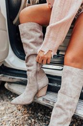 Woman Flat Boots Booties Ladies Brand Women's Shoes Winter Footwear Round Toe Sexy Thigh High Heels High Sexy Winter H1123