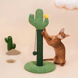 25" Tall Cactus Cat Scratcher, Protect Your Furniture with Natural Sisal Scratching Posts and Pads, for Kittens Adult Cats 210929