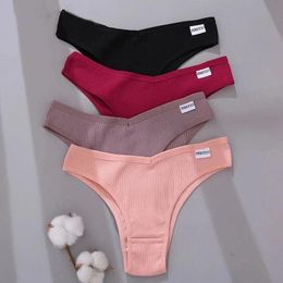 Women's Panties 2021 Cotton Brazilian Women Sexy V Waist G-String Underwear Female T-back Underpants M-XL Lady Bikini Panty 3284f