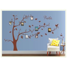 large size European brown tree po frame vinyl wall stickers home decor wallpaper murals Adesivo de parede house decoration 210420