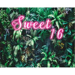 Party Decoration Sweet 16 Tropical Wild Leaves Backdrop Family Holiday Birthday Decor Background Po Booth Studio Props