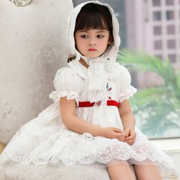 Brands Spanish Dresses for Children Girl Lolita Princess Clothing Infant Birthday Party White Dress Baby Girls Boutique Frocks 210615