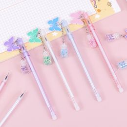 Girl's Heart Sequined Butterfly Lucky bottle Gel Pens Set Creative Cute Pen School Cartoon Students Gifts Prizes Writing Tools 0.38mm Wholesale