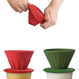 Rainbow Sugar Color V60 Coffee Drip Filter Cup Barista Silica Reversible Foldable Outdoors 1-2 People Coffee Dripper Filter Cup 210712