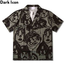 Cartoon Printed Hawaiian Shirt Street Fashion Polo Shirts Summer Shirts for Man 210603