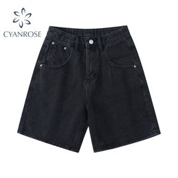 Summer High Waist Denim Shorts Women Casual Loose Ladies Fashion Plus Size Button Wide Leg Short Jeans Female 210515