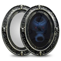 Halloween Novelty LED Magic Mirror Toy Terror Party Scary Halloween Party Props Creepy Ghost Horror Luminous Sound Hanging Decoration