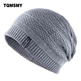 Unisex keep warm winter hats for men knitted wool beanies casual bonnet Double-layer gorro plus velvet cap women hip hop caps Y21111