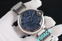 High Quality Stainless steel Sapphire Roman Number Watches Silver Blue Automatic Mechanical Wristwatch Male Date Clock 42mm