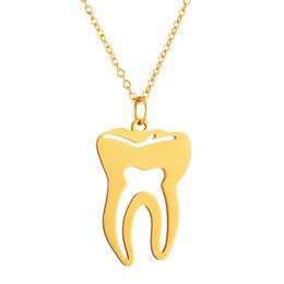 Exaggerated Jewelry Stainless Steel Hollow Teeth Necklace Unisex Hip Hop Punk Pendant