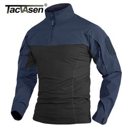 TACVASEN Military Assault T-shirts Mens Long Sleeve Crew-Neck Airsoft Tactical T-shirts Elastic Hunting Shooting Tops Tees M-5XL 210722