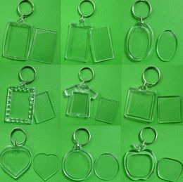 Clear Acrylic Plastic Blank Keyrings Insert Passport Photo Frame Keychain Picture Frame Keyrings Party Gift#336