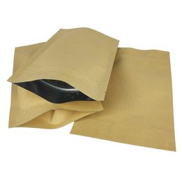 9*14cm Doypack Kraft Paper Mylar Storage Bag Stand Up Aluminium Foil Tea Biscuit Package Pouch DH8478