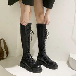 Shoes Woman Flat Boots Luxury Designer Round Toe Boots-Women Sexy Thigh High Heels High Sexy Low Fashion Autumn Mid Calf Lolita Y1018