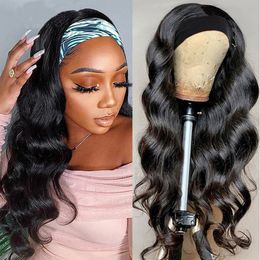 18 20 22 24 26 28 30inch Long Wavy Body Wave Headband Wigs for Women Natural Colour 1B Heat Resistant Hair Synthetic Wigsfactory direct