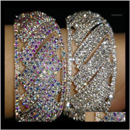 Bracelets Jewelry Drop Delivery 2021 Ab Clear Rhinestone Bracelet Bangle Statement Pageant Wedding Cuff For Women Full Bling Dancing Party Je