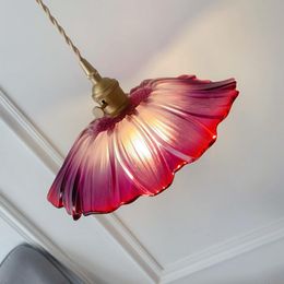 Modern Glass Pendant Lamp Purple Flowers Hanglamp Bar Aisle Corridor Porch Balcony Light Nordic Lamps