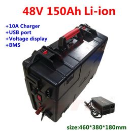 GTK 48V 150Ah Lithium li ion battery with bms for trolling motor RV Marine golf cart solar power storage+10A Charger