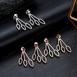 Hollow Out Water Drop Circle Stud Earrings European Women Party Gift Gold Earring Geometric Leaf-shaped Business Style Dangle Ear Jewellery Accessories