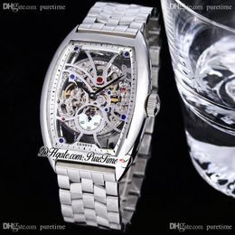 TWF V2 Vanguard V 45 A21j Automatic Mens Watch Skeleton Dial Stainless Steel Bracelet Super Edition Watches Puretime F07a1