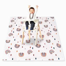 Highchair Splash Mat Non-Slip for Under High Chair Arts Crafts Playtime Waterproof Floor Spill Mat Mess Mat and Table Cloth 110x110cm
