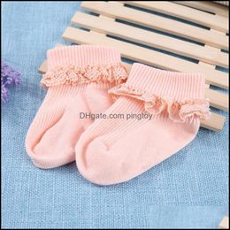 Clothing Baby, Kids & Maternitybaby Cartoon Born Spring Lace Baby Infants Solid Color Cotton Vertical Stripe Anti-Skid Socks Drop Delivery 2