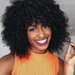 Fashion Black Women/Men cute Short Curly Hair Sexy Full Wig Synthetic Hair Wigs For Men Heat Resistant African American Y demandfactory dire