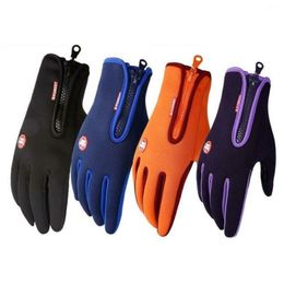 Disposable Gloves Women Winter Cool Zipper Touch Screen Windproof Waterproof Outdoor Sport Driving