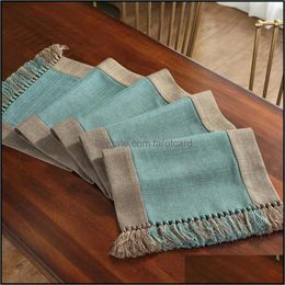 Table Runner Cloths Home Textiles & Garden Thicken Polyester Er For Wedding Party Restaurant Shoebox Tv Cabinet Decor Cloth With Tassel 2201