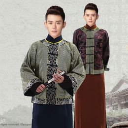 Men TV Film stage perfomance wear Chinese Tang suit ancient Costume Qing Dynasty Prince Cosplay Traditional Folk Clothes businessman dress