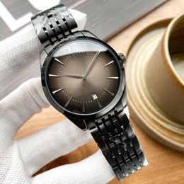 Business Men Automatic Mechanical Watches Casual Geometric Gradient Black dial watch Stainless steel Strap Calendar clock 40mm