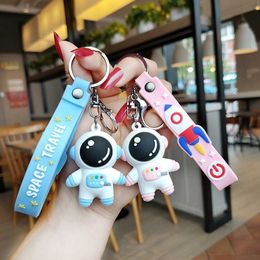 Cartoon Spaceman Doll Silicone Couple Keychain Accessories Pendant Creative Fashion Cute Backpack Small Ornament Gift G1019