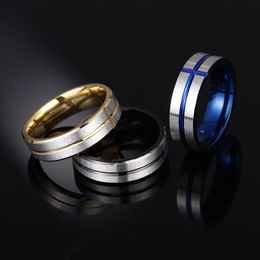 Tatinum Steel cross Men's Ring Width 8MM Simple Design Popular Style Wedding Jewellery Factory Price