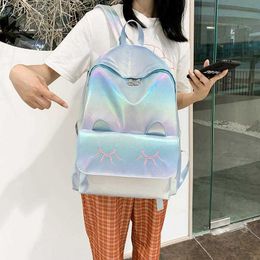 Reflective Fashion Backpack Women School Bag for Teenage Girls College Campus Style New Trendy Stylish Escolar Book Bag Ladies X0529