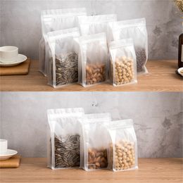 Frosted Stand Up Matte Plastic Zipper Bag Translucent Flat Bottom Pouch Smell Proof Coffee Snack Cookie Food Storage Bags Reusable Packaging Pouches