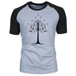 Summer The Hobbit Gondor White Tree Men Short Sleeve Tshirt Lord of Ring Top Fashion Casual O- Neck Cotton T Shirt Plus Size 210716