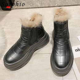 Boots Female Snow Comfy Ankle For Women Fur Plush Fashion Round Toe Home Women's Shoes Big Size 40 Winter Warm Cold