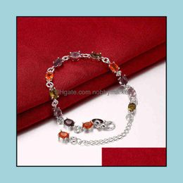 Link, Chain Bracelets Jewelry Factory Outlet Sale Color Stone 925 Sier 20X0.4Cm Gssb258,Womens Sterling Plated Drop Delivery 2021 Qls