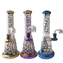 9 Inch Rainbow Colourful 14mm Female Joint Hookahs Glass Bong Showerhead Perc Water Pipes Small Bongs Flared Mouthpiece Rig Oil Dab Rigs