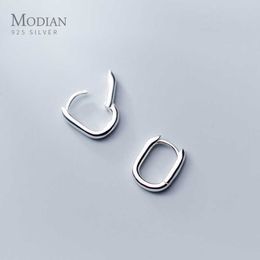 Simple Oval Sparkling Hoop Earrings 100% 925 Sterling Silver Fashion Charm Hoops Ear For Women Christmas Gift Jewelry 210707