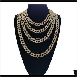 Chains Hip Hop Iced Out Cuban Link Chain Necklace Bling Jewellery 16Inch 18Inch 20Inch 24Inch 30 Inch 6Okgf Gkr4H