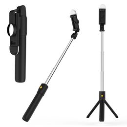 70CM Extendable Bluetooth Selfie Stick Fill Light K10-S Foldable Phone Holders With Rear View Mirror Wireless Shutter Tripods For huawei