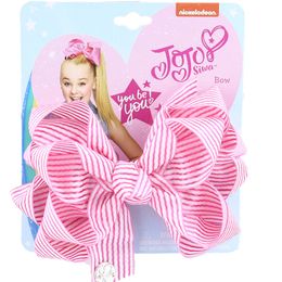Kids Jojo Big Bows Hair Clip Fashion Baby Girls Bowknot Hairpin Stripe Ribbon Three Layer Cartoon Headdress Hair Accessories G4EIWFH